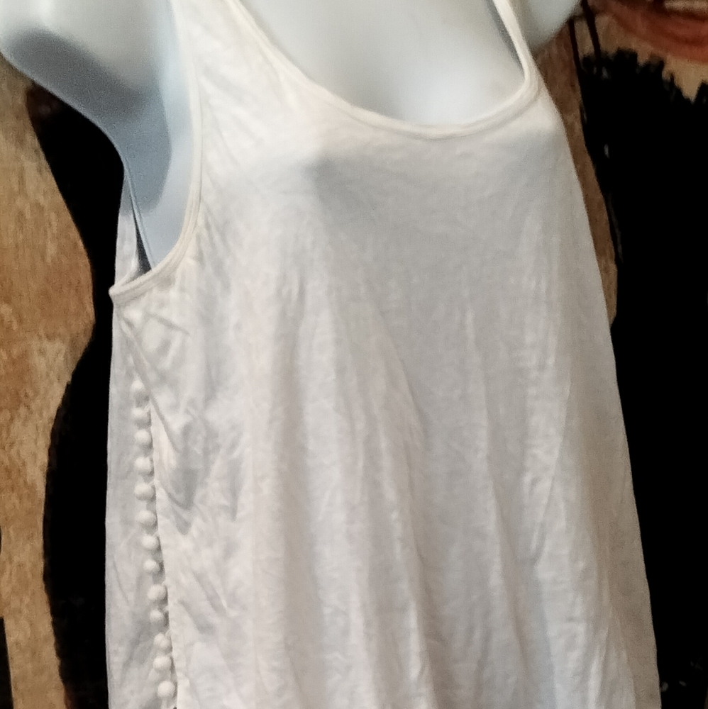 Lilly Pulitzer White Tank Top With Pom Pom Trim Medium